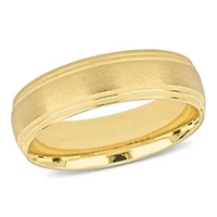 Brushed Finish Beveled Edge Men's Wedding Band 14K Yellow Gold