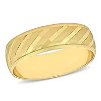 Textured Striped Men's Wedding Band 14K Yellow Gold