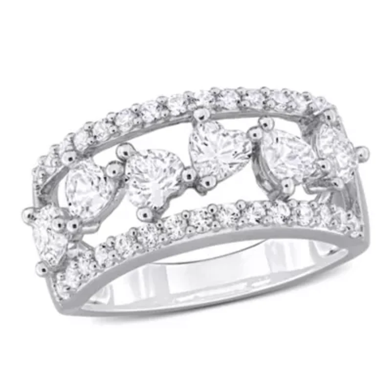 Lab Created White Sapphire Band Ring Sterling Silver