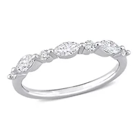 CT TGW Lab Created Diamond Semi-Eternity Ring Platinum Plated Sterling Silver