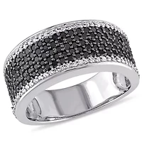 1 CT TW Black and White Diamond Anniversary Band Sterling Silver with Rhodium