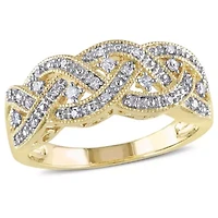 1/8 CT TW Diamond Braided Ring Yellow Plated Sterling Silver