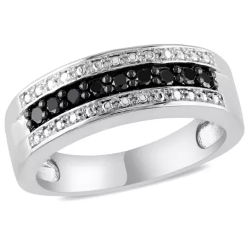 1/4 ct. t.w. Black Diamond Anniversary Band Sterling Silver with Rhodium Plated