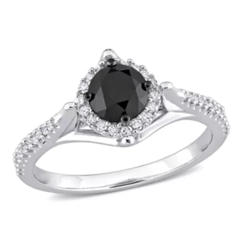 1.18 ct. t.w. Black and White Diamond Engagement Ring 10K Gold
