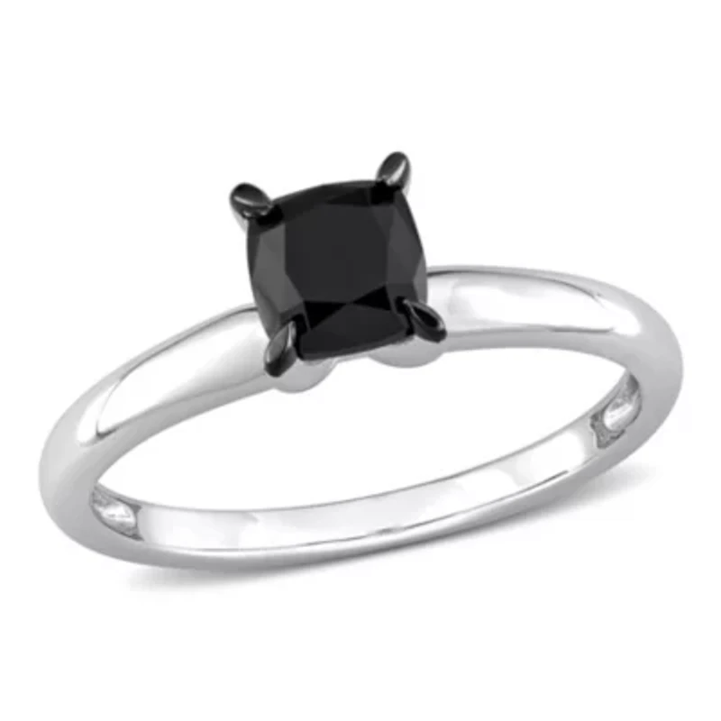 1 ct. t.w. Black Diamond Engagement Ring 14K White Gold with Rhodium Plated