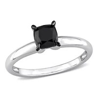 1 ct. t.w. Black Diamond Engagement Ring 14K White Gold with Rhodium Plated