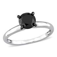 1.5 ct. t.w. Black Diamond Solitaire Engagement Ring 14K White Gold with Rhodium Plated