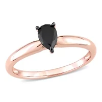 1/2 ct. t.w. Black Diamond Solitaire Engagement Ring 14K Rose Gold with Rhodium Plated