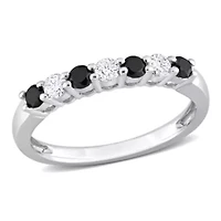 1/2 ct. t.w. Black and White Diamond Seven-Stone Ring 14K Gold