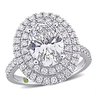 ct. t.w. Lab Grown Diamond and Tsavorite Engagement Ring 14K White Gold