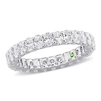 2.24 ct. t.w. Lab Grown Diamond and Tsavorite Eternity Ring 14K White Gold