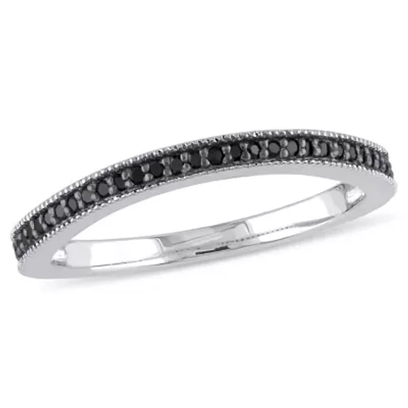 1/7 ct. t.w. Black Diamond Anniversary Band Sterling Silver with Rhodium Plated