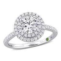 ct. t.w. Lab Grown Diamond and Tsavorite Engagement Ring 14K White Gold