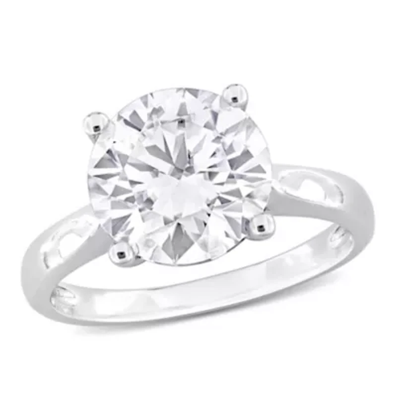 Lab Created Moissanite Solitaire Ring Sterling Silver
