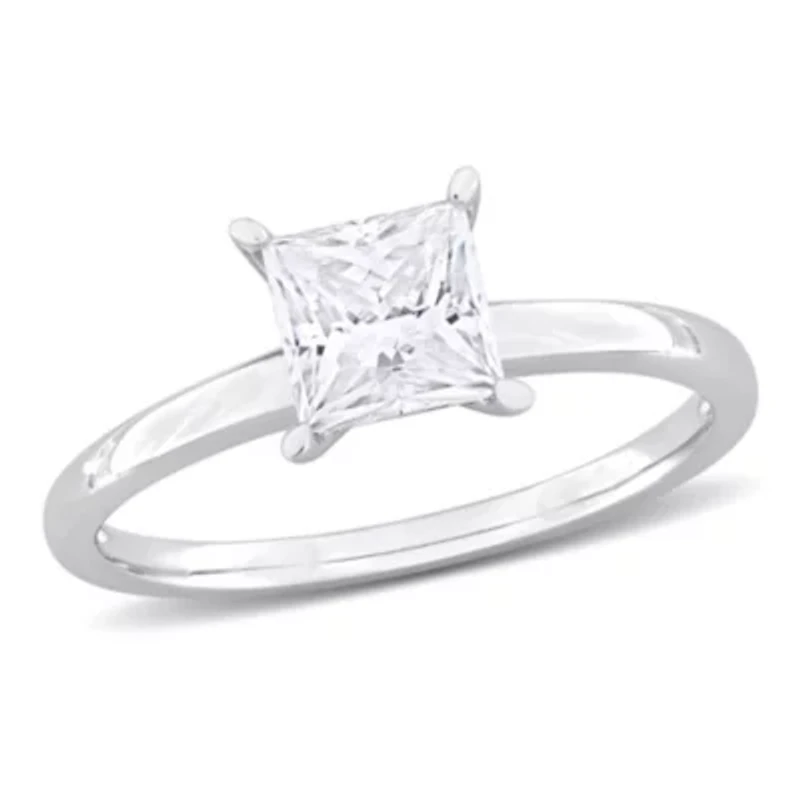Lab Created Moissanite Solitaire Ring Sterling Silver
