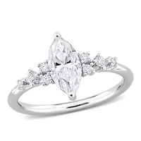 Lab Created Moissanite Engagement Ring Sterling Silver