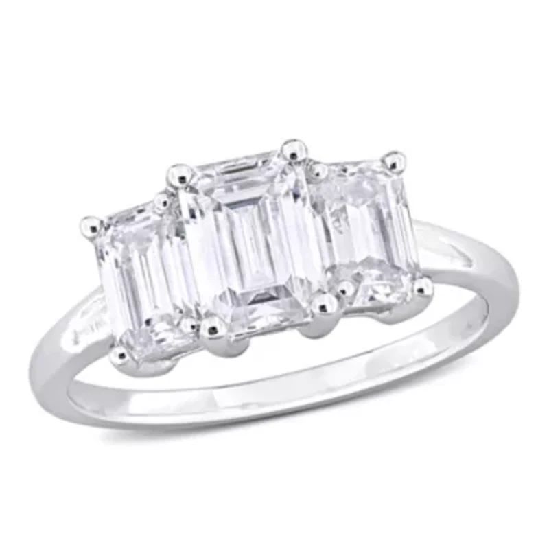 Lab Created Moissanite Engagement Ring Sterling Silver