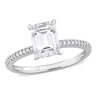 Lab Created Moissanite and 1/10 ct. t.w. Diamond Engagement Ring 14K White Gold