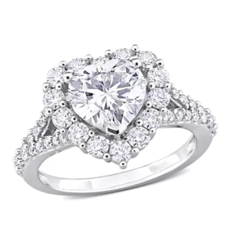 Lab Created Moissanite Halo Ring Sterling Silver