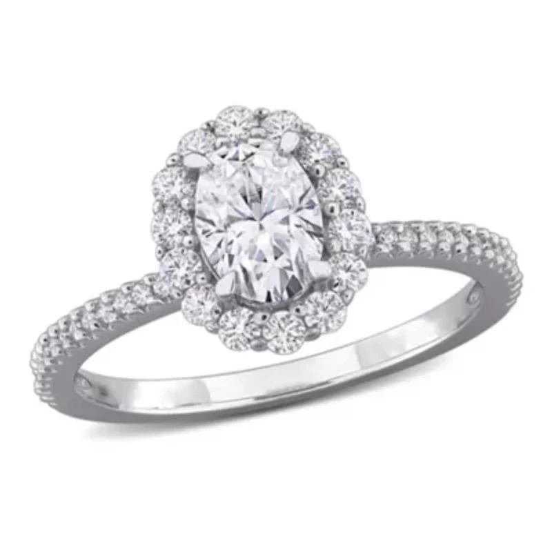 Lab Created Moissanite Engagement Ring Sterling Silver