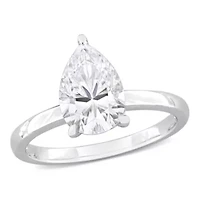 Lab Created Moissanite Solitaire Ring Sterling Silver