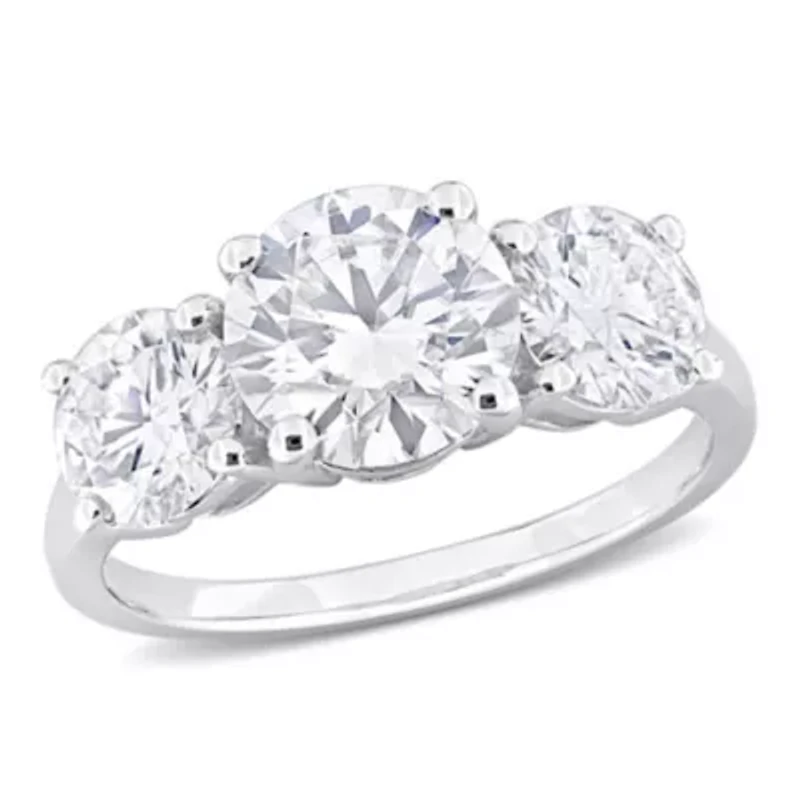 Lab Created Moissanite Engagement Ring Sterling Silver