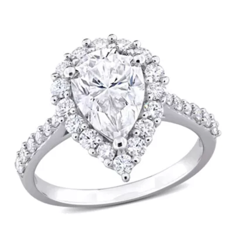 Lab Created Moissanite Halo Ring Sterling Silver
