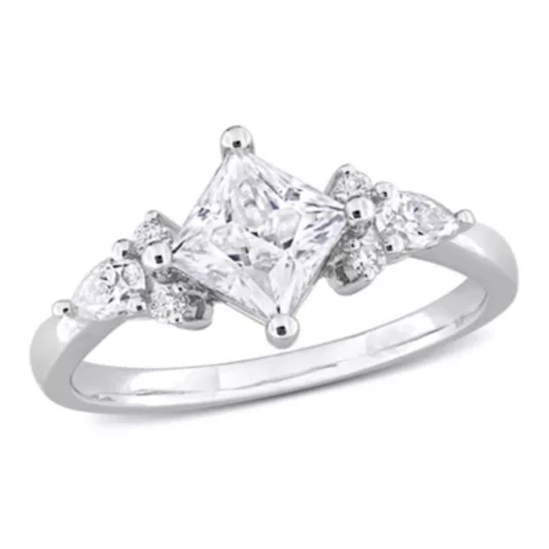 Lab Created Moissanite Engagement Ring Sterling Silver