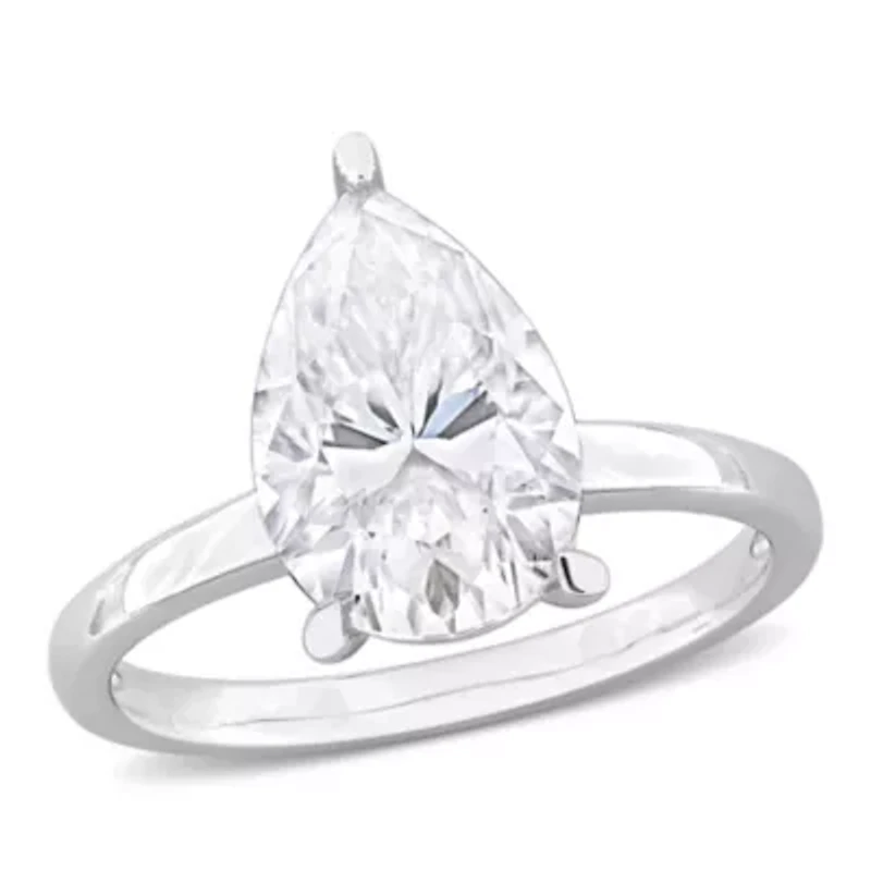 Lab Created Moissanite Solitaire Ring Sterling Silver
