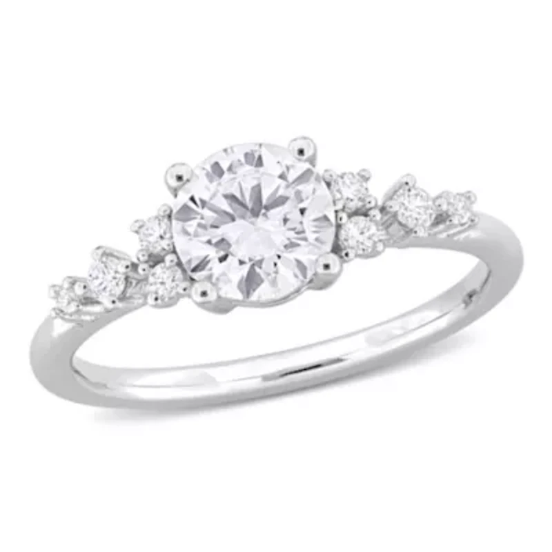 Lab Created Moissanite Engagement Ring Sterling Silver