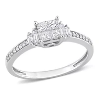 1/2 ct. t.w. Diamond Quad Engagement Ring 14K White Gold