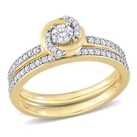 1/2 ct. t.w. Diamond Double Swirl Bridal Ring Set 14K Yellow Gold
