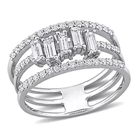 5/8 ct. t.w. Diamond 3-Row Wedding Band 14K White Gold