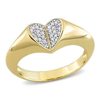 1/7 ct. t.w. Diamond Heart Cluster Ring 10K Yellow Gold