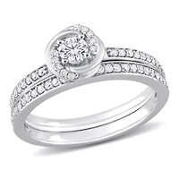 1/2 ct. t.w. Diamond Double Swirl Bridal Ring Set 14K White Gold