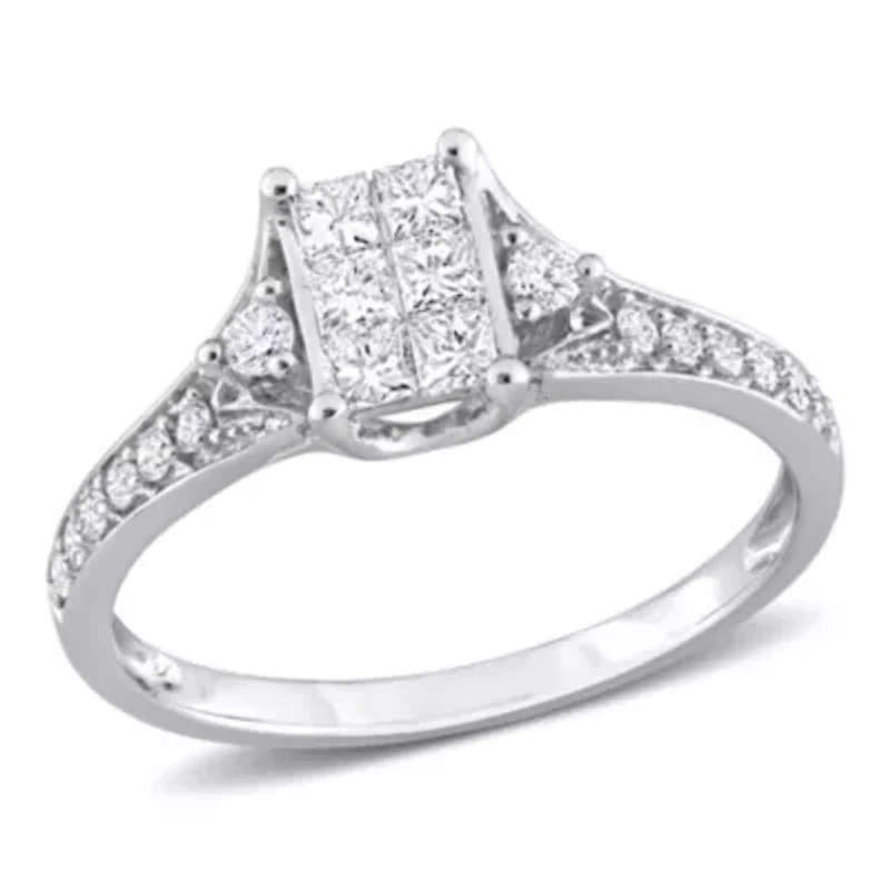 1/2 ct. t.w. Diamond Cluster Engagement Ring 14K White Gold