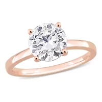 Lab Created White Sapphire Solitaire Ring 10K Rose Gold