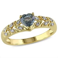 Color Sapphire & Diamond Ring 10K Yellow Gold