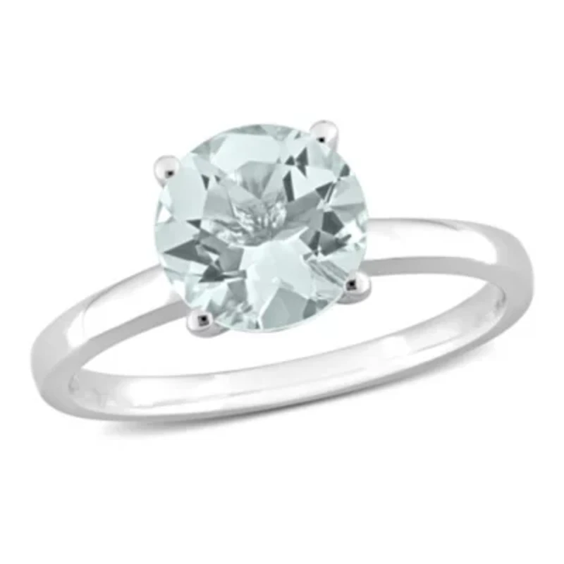 Aquamarine Solitaire Ring 10K White Gold