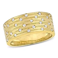 1/4 ct. t.w. Diamond Studded Brushed Ring 14K Yellow Gold