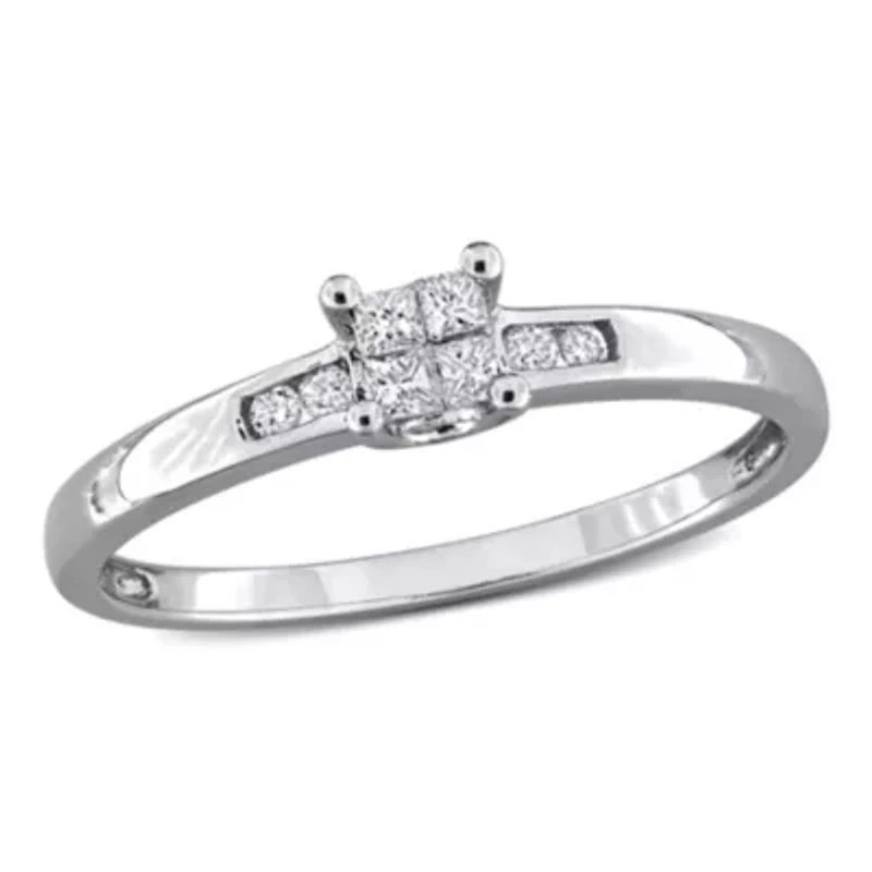 1/8 ct. t.w. Diamond Quad Engagement Ring Sterling Silver