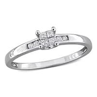 1/8 ct. t.w. Diamond Quad Engagement Ring Sterling Silver