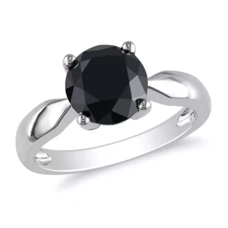 3 ct. t.w. Black Diamond Solitaire Engagement Ring 10K White Gold
