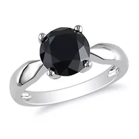 3 ct. t.w. Black Diamond Solitaire Engagement Ring 10K White Gold
