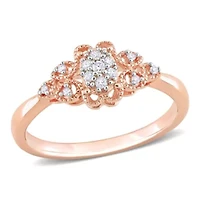 1/10 ct. t.w. Diamond Engagement Ring Rose Plated Sterling Silver
