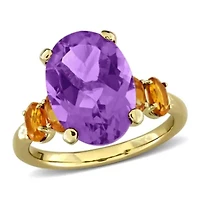 Amethyst & Citrine Ring Yellow Plated Sterling Silver