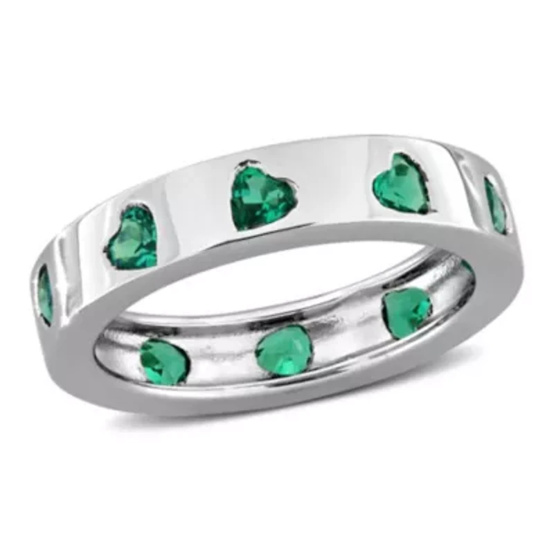 Lab Created Emerald Ring Sterling Silver