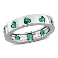 Lab Created Emerald Ring Sterling Silver
