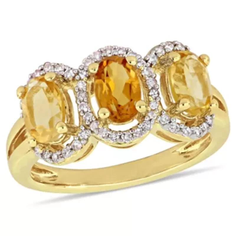 Citrine Madeira & Ring Yellow Plated Sterling Silver