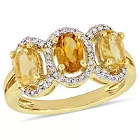 Citrine Madeira & Ring Yellow Plated Sterling Silver